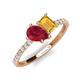5 - Zahara 9x7 mm Pear Ruby and 7x5 mm Emerald Cut Citrine 2 Stone Duo Ring 