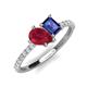 5 - Zahara 9x7 mm Pear Ruby and 7x5 mm Emerald Cut Iolite 2 Stone Duo Ring 