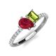 5 - Zahara 9x7 mm Pear Ruby and 7x5 mm Emerald Cut Peridot 2 Stone Duo Ring 