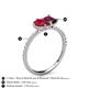 6 - Zahara 9x7 mm Pear Ruby and 7x5 mm Emerald Cut Rhodolite Garnet 2 Stone Duo Ring 
