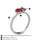6 - Zahara 9x7 mm Pear Ruby and 7x5 mm Emerald Cut Smoky Quartz 2 Stone Duo Ring 