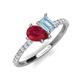 5 - Zahara 9x7 mm Pear Ruby and 7x5 mm Emerald Cut Aquamarine 2 Stone Duo Ring 