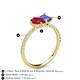 6 - Zahara 9x7 mm Pear Ruby and 7x5 mm Emerald Cut Tanzanite 2 Stone Duo Ring 
