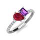 5 - Zahara 9x7 mm Pear Ruby and 7x5 mm Emerald Cut Amethyst 2 Stone Duo Ring 