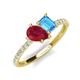 5 - Zahara 9x7 mm Pear Ruby and 7x5 mm Emerald Cut Blue Topaz 2 Stone Duo Ring 