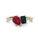 1 - Zahara 9x7 mm Pear Ruby and 7x5 mm Emerald Cut London Blue Topaz 2 Stone Duo Ring 