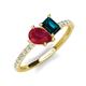 5 - Zahara 9x7 mm Pear Ruby and 7x5 mm Emerald Cut London Blue Topaz 2 Stone Duo Ring 