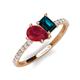 5 - Zahara 9x7 mm Pear Ruby and 7x5 mm Emerald Cut London Blue Topaz 2 Stone Duo Ring 