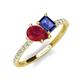 5 - Zahara 9x7 mm Pear Ruby and 7x5 mm Emerald Cut Iolite 2 Stone Duo Ring 