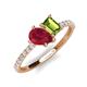 5 - Zahara 9x7 mm Pear Ruby and 7x5 mm Emerald Cut Peridot 2 Stone Duo Ring 