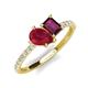 5 - Zahara 9x7 mm Pear Ruby and 7x5 mm Emerald Cut Rhodolite Garnet 2 Stone Duo Ring 
