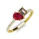 5 - Zahara 9x7 mm Pear Ruby and 7x5 mm Emerald Cut Smoky Quartz 2 Stone Duo Ring 