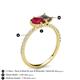 6 - Zahara 9x7 mm Pear Ruby and 7x5 mm Emerald Cut Smoky Quartz 2 Stone Duo Ring 