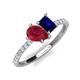 5 - Zahara 9x7 mm Pear Ruby and 7x5 mm Emerald Cut Lab Created Blue Sapphire 2 Stone Duo Ring 