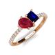 5 - Zahara 9x7 mm Pear Ruby and 7x5 mm Emerald Cut Lab Created Blue Sapphire 2 Stone Duo Ring 