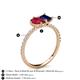 6 - Zahara 9x7 mm Pear Ruby and 7x5 mm Emerald Cut Lab Created Blue Sapphire 2 Stone Duo Ring 