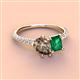 4 - Zahara 9x6 mm Pear Smoky Quartz and 7x5 mm Emerald Cut Lab Created Emerald 2 Stone Duo Ring 