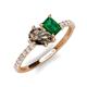 5 - Zahara 9x6 mm Pear Smoky Quartz and 7x5 mm Emerald Cut Lab Created Emerald 2 Stone Duo Ring 