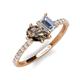 5 - Zahara 9x6 mm Pear Smoky Quartz and IGI Certified 7x5 mm Emerald Cut Lab Grown Diamond 2 Stone Duo Ring 