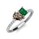 5 - Zahara 9x6 mm Pear Smoky Quartz and 7x5 mm Emerald Cut Lab Created Emerald 2 Stone Duo Ring 