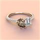4 - Zahara 9x6 mm Pear Smoky Quartz and GIA Certified 7x5 mm Emerald Cut Diamond 2 Stone Duo Ring 