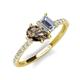 5 - Zahara 9x6 mm Pear Smoky Quartz and GIA Certified 7x5 mm Emerald Cut Diamond 2 Stone Duo Ring 
