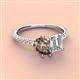 4 - Zahara 9x6 mm Pear Smoky Quartz and 7x5 mm Emerald Cut Forever Brilliant Moissanite 2 Stone Duo Ring 