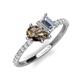 5 - Zahara 9x6 mm Pear Smoky Quartz and 7x5 mm Emerald Cut Forever Brilliant Moissanite 2 Stone Duo Ring 