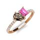 5 - Zahara 9x6 mm Pear Smoky Quartz and 7x5 mm Emerald Cut Lab Created Pink Sapphire 2 Stone Duo Ring 