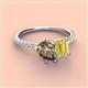 4 - Zahara 9x6 mm Pear Smoky Quartz and 7x5 mm Emerald Cut Lab Created Yellow Sapphire 2 Stone Duo Ring 