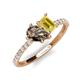 5 - Zahara 9x6 mm Pear Smoky Quartz and 7x5 mm Emerald Cut Lab Created Yellow Sapphire 2 Stone Duo Ring 