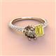 4 - Zahara 9x6 mm Pear Smoky Quartz and 7x5 mm Emerald Cut Lab Created Yellow Sapphire 2 Stone Duo Ring 