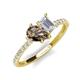 5 - Zahara 9x6 mm Pear Smoky Quartz and 7x5 mm Emerald Cut White Sapphire 2 Stone Duo Ring 