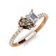 5 - Zahara 9x6 mm Pear Smoky Quartz and 7x5 mm Emerald Cut White Sapphire 2 Stone Duo Ring 