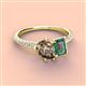 4 - Zahara 9x6 mm Pear Smoky Quartz and 7x5 mm Emerald Cut Lab Created Alexandrite 2 Stone Duo Ring 