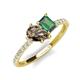 5 - Zahara 9x6 mm Pear Smoky Quartz and 7x5 mm Emerald Cut Lab Created Alexandrite 2 Stone Duo Ring 