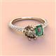 4 - Zahara 9x6 mm Pear Smoky Quartz and 7x5 mm Emerald Cut Lab Created Alexandrite 2 Stone Duo Ring 