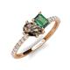 5 - Zahara 9x6 mm Pear Smoky Quartz and 7x5 mm Emerald Cut Lab Created Alexandrite 2 Stone Duo Ring 