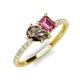 5 - Zahara 9x6 mm Pear Smoky Quartz and 7x5 mm Emerald Cut Pink Tourmaline 2 Stone Duo Ring 