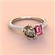 4 - Zahara 9x6 mm Pear Smoky Quartz and 7x5 mm Emerald Cut Pink Tourmaline 2 Stone Duo Ring 