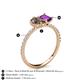 6 - Zahara 9x6 mm Pear Smoky Quartz and 7x5 mm Emerald Cut Amethyst 2 Stone Duo Ring 