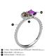6 - Zahara 9x6 mm Pear Smoky Quartz and 7x5 mm Emerald Cut Amethyst 2 Stone Duo Ring 