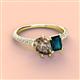 4 - Zahara 9x6 mm Pear Smoky Quartz and 7x5 mm Emerald Cut London Blue Topaz 2 Stone Duo Ring 