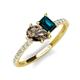 5 - Zahara 9x6 mm Pear Smoky Quartz and 7x5 mm Emerald Cut London Blue Topaz 2 Stone Duo Ring 