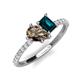 5 - Zahara 9x6 mm Pear Smoky Quartz and 7x5 mm Emerald Cut London Blue Topaz 2 Stone Duo Ring 