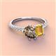 4 - Zahara 9x6 mm Pear Smoky Quartz and 7x5 mm Emerald Cut Citrine 2 Stone Duo Ring 