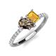 5 - Zahara 9x6 mm Pear Smoky Quartz and 7x5 mm Emerald Cut Citrine 2 Stone Duo Ring 