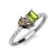 5 - Zahara 9x6 mm Pear Smoky Quartz and 7x5 mm Emerald Cut Peridot 2 Stone Duo Ring 