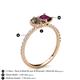 6 - Zahara 9x6 mm Pear Smoky Quartz and 7x5 mm Emerald Cut Rhodolite Garnet 2 Stone Duo Ring 