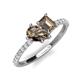5 - Zahara 9x6 mm Pear and 7x5 mm Emerald Cut Smoky Quartz 2 Stone Duo Ring 